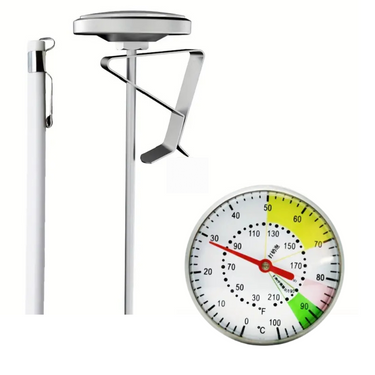 Instant Read Coffee Thermometer – Stainless Steel Clip-on Gauge-with cover